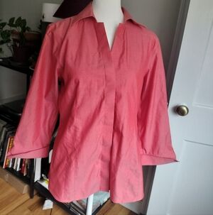 Foxcroft Women's Petite Casual Coral Button Down No-Iron Shirt